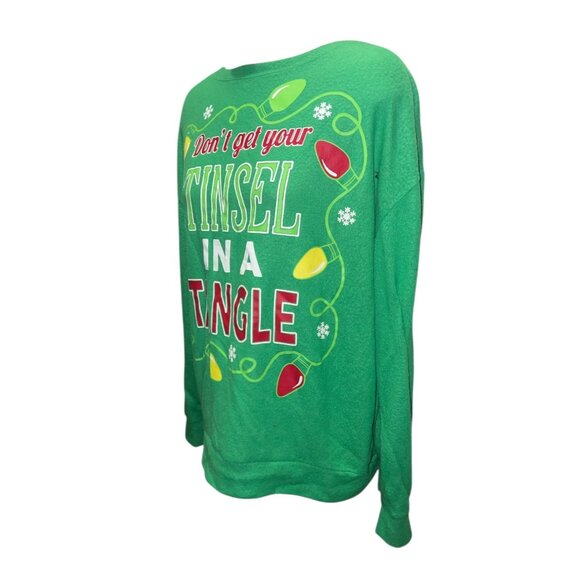 Dont Get Your Tinsel In A Tangle Green Christmas Sweatshirt Sz 20 Wide (2XL) Wom - Picture 5 of 9